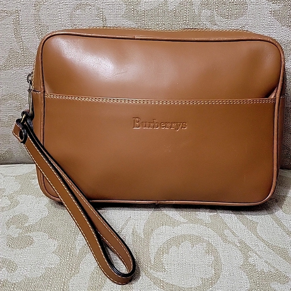 BURBERRYS CLUTCH WRISTLET LEATHER VINTAGE BAG BURBERRY